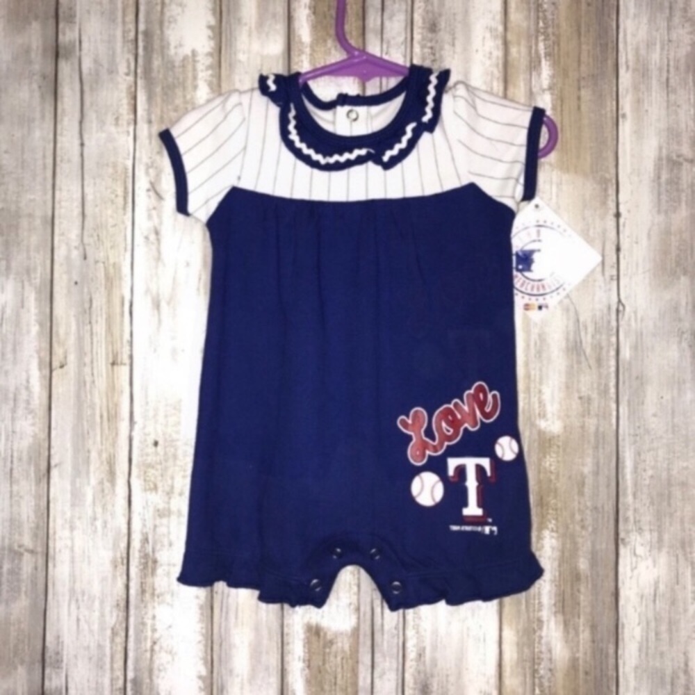 Texas Rangers Baby Girl Onesie NWT 0-3M Blue MLB Baseball Outfit - Picture 5 of 6
